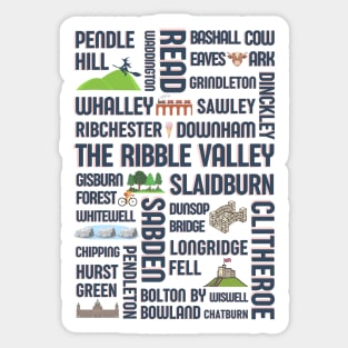 Ribble Valley - Pendle Hill - Lancashire towns - British tourism - Ex pat Sticker